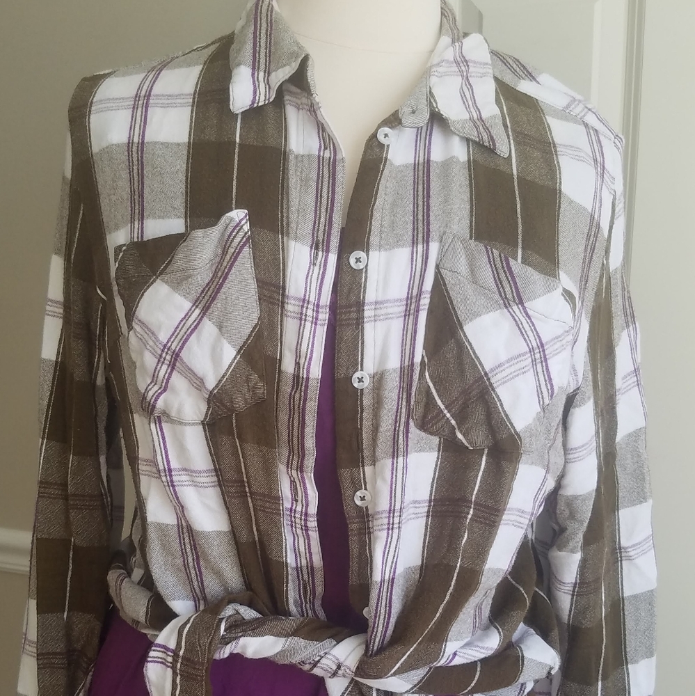 Plaid button down with coordinating cami